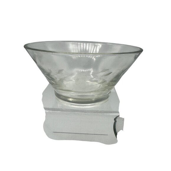 Princess House Floral Etched Clear Glass Dessert Bowls Set Of 3 - Picture 2 of 4